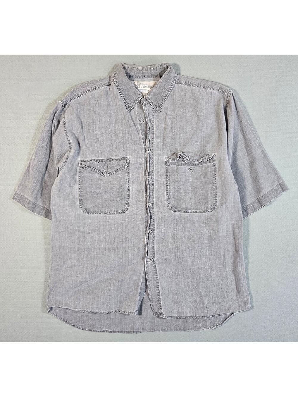 Vintage Pier Connection Gray Short Sleeve Button Down M